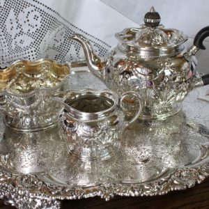 1881年英国純銀3点ティーセット、小サイズ