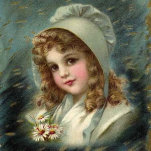 ボンネットをかぶる少女