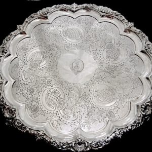 英国純銀ジョージアンサルヴァ1830年/35cm/1400g