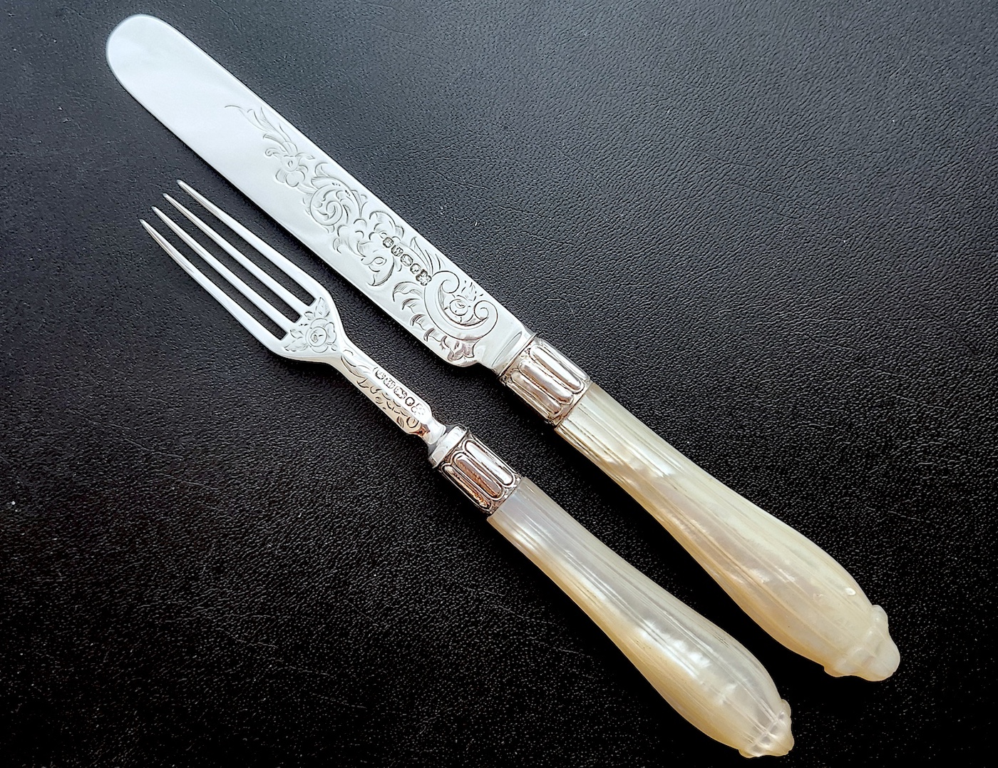 純銀マザーオブパール白蝶貝デザートセット、単品（送料込み）
