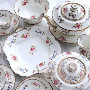 ご売約済み：ハンドペイント薔薇のティーセット一式 1830年代